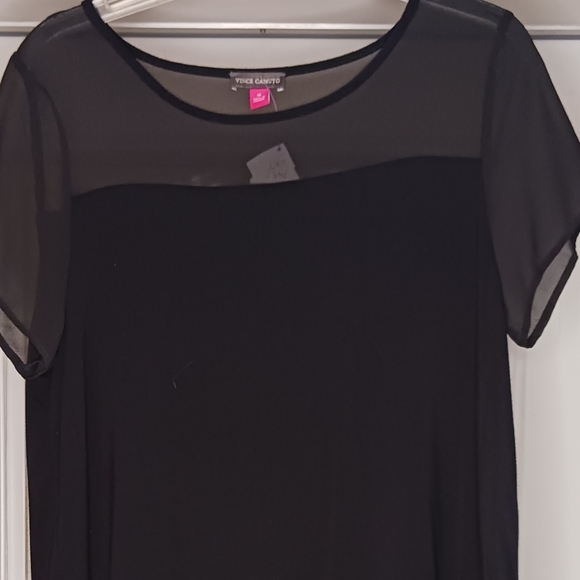 Vince Camuto Black Short Sleeve Top Size Medium - Picture 3 of 4